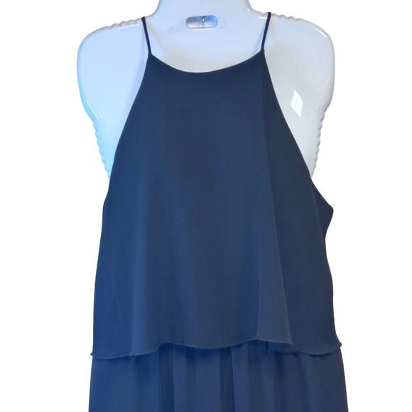 Cookies Hawaii Black Chiffon Tiered A-Line Halter Long Dress Back Keyhole Sz L - Picture 11 of 11